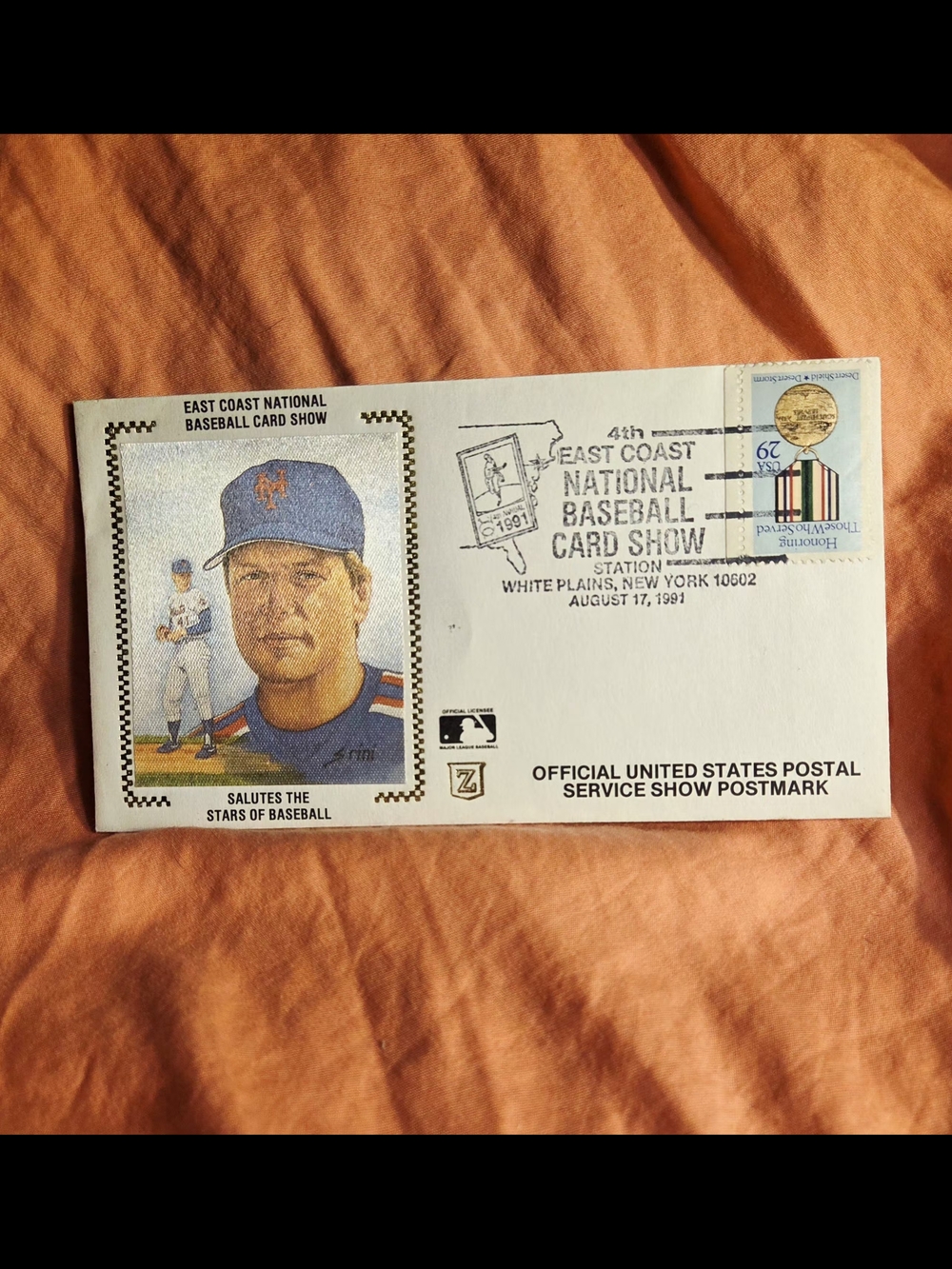 TOM SEAVER 1991 BECKETT CERTIFIED SIGNED FIRST DAY CACHET COVER (ERROR STAMP)
